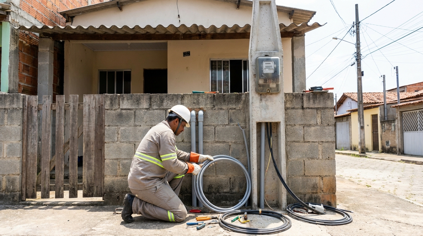 Instalação de Poste Padrão no Vale do Sol, Indaiatuba‑SP